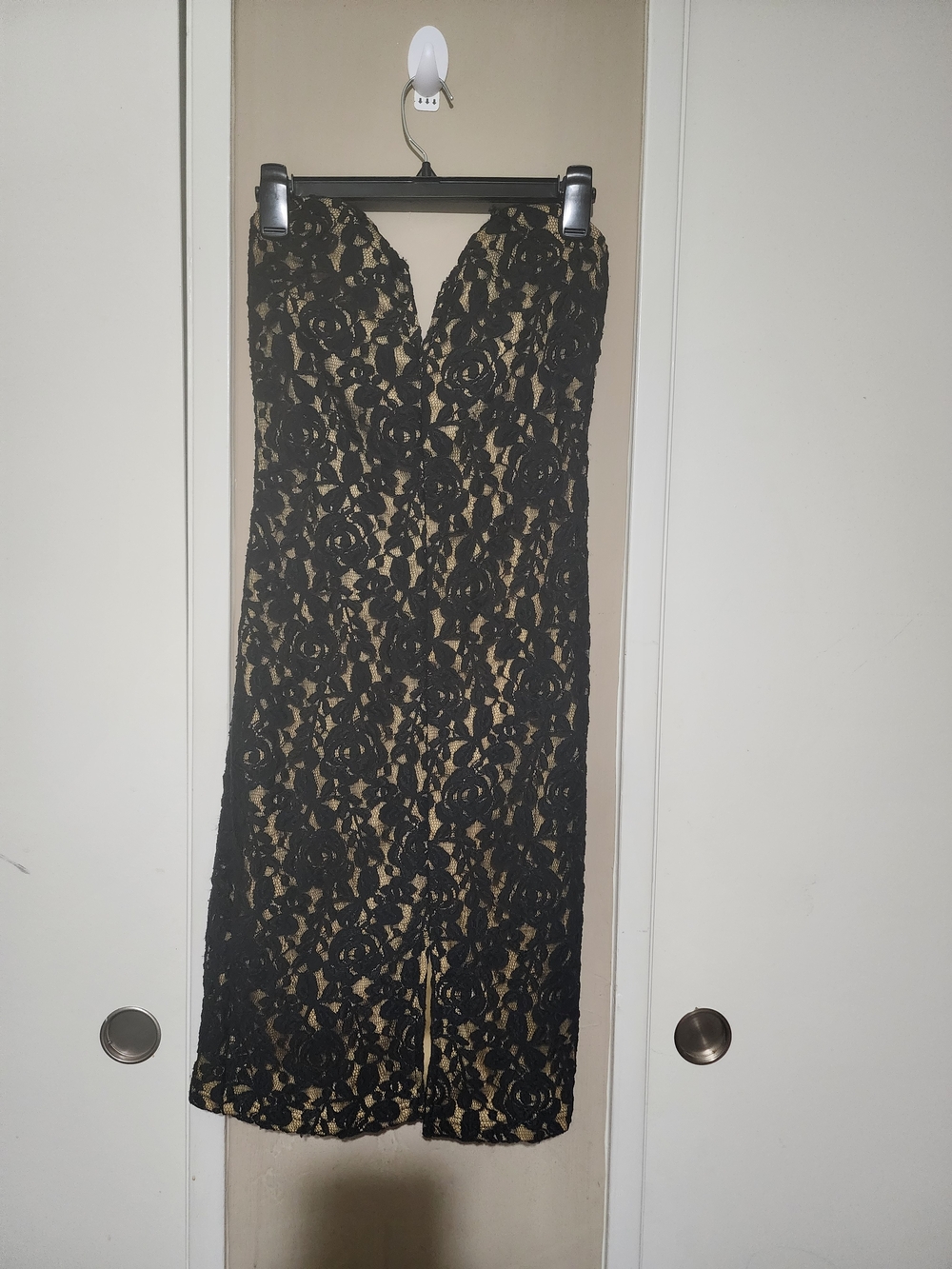 Others Follow Black Lace Over Nude Midi Dress